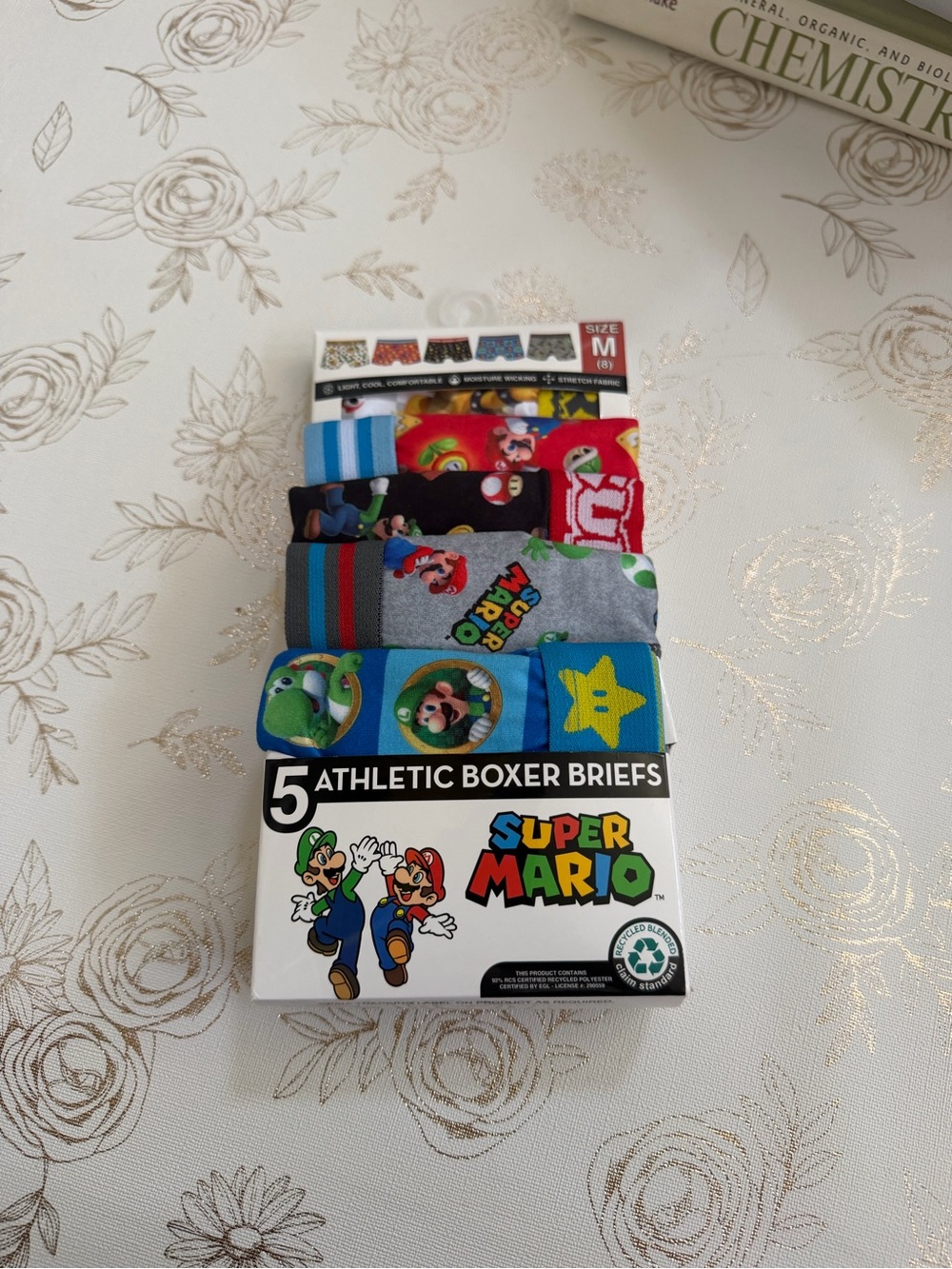Super Mario Boys' Athletic Boxer Briefs 5-Pack - Size Medium (8)